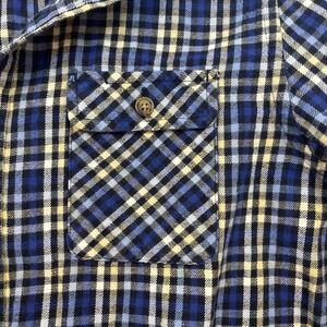 Fossil Men's Flannel Button Down‎ Shirt Blue Black White Plaid Size Small